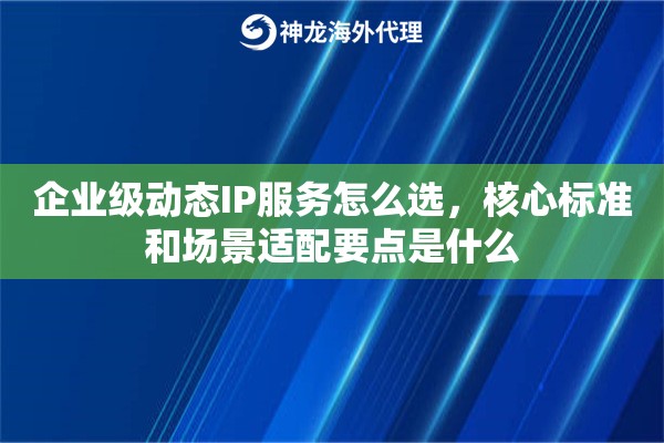 企业级动态IP服务怎么选，核心标准和场景适配要点是什么