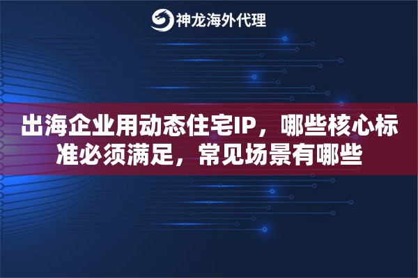 出海企业用动态住宅IP,哪些核心标准必须满足,常见场景有哪些 出海企业用动态住宅IP,哪些核心标准必须满足,常见场景有哪些