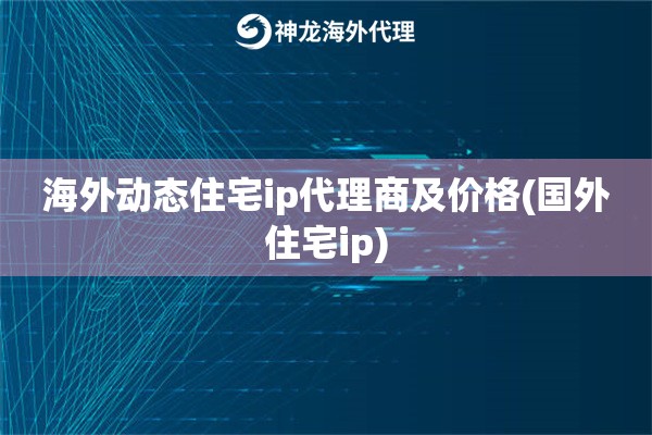 海外动态住宅ip代理商及价格(国外住宅ip)