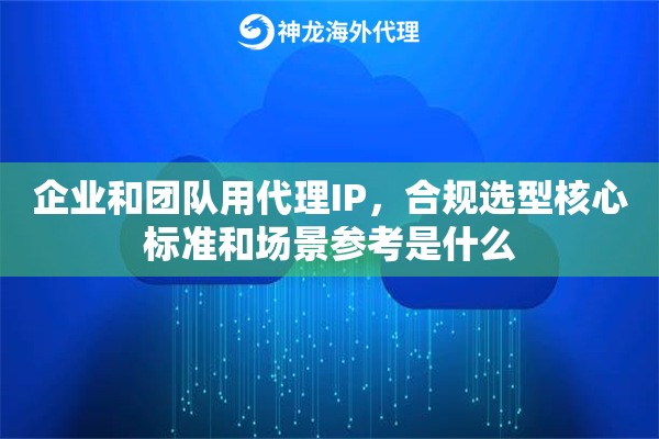 企业和团队用代理IP，合规选型核心标准和场景参考是什么