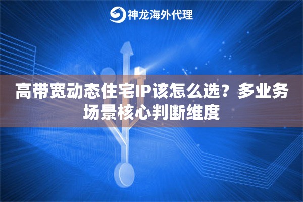 高带宽动态住宅IP该怎么选？多业务场景核心判断维度