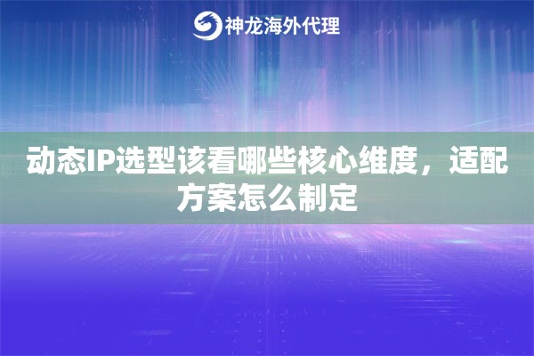动态IP选型该看哪些核心维度，适配方案怎么制定