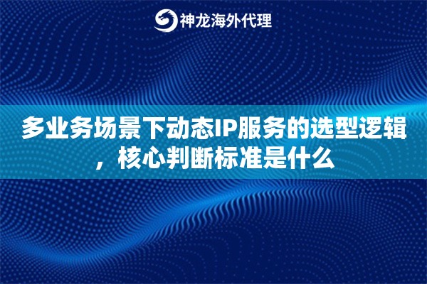 多业务场景下动态IP服务的选型逻辑，核心判断标准是什么