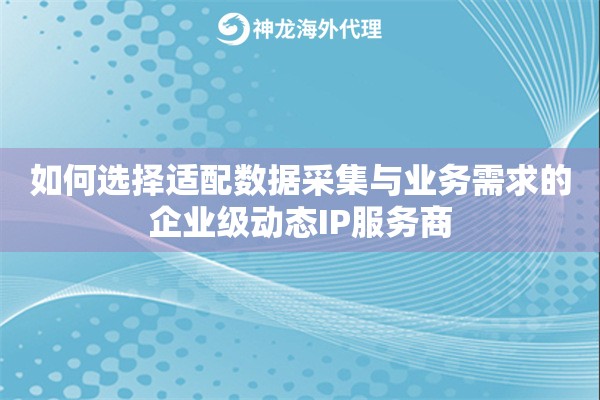 如何选择适配数据采集与业务需求的企业级动态IP服务商 如何选择适配数据采集与业务需求的企业级动态IP服务商