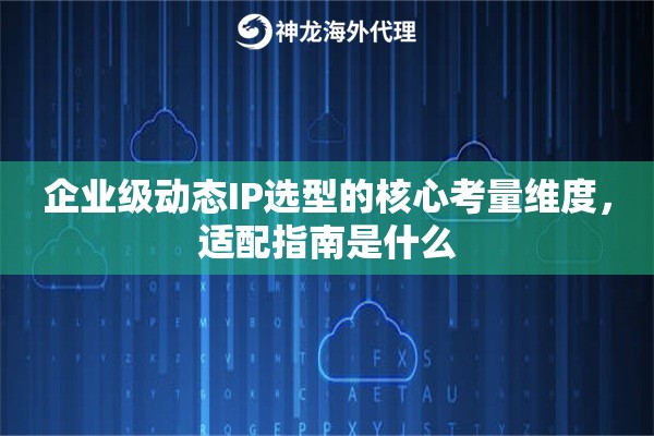 企业级动态IP选型的核心考量维度，适配指南是什么