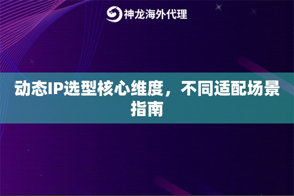 动态IP选型核心维度，不同适配场景指南