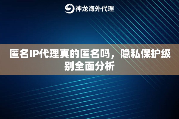 匿名IP代理真的匿名吗，隐私保护级别全面分析