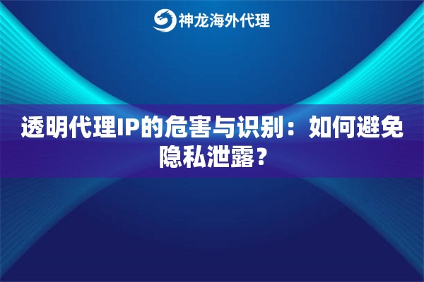 透明代理IP的危害与识别：如何避免隐私泄露？