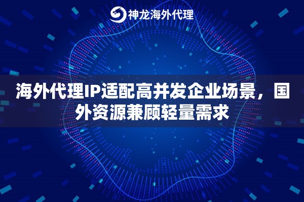 海外代理IP适配高并发企业场景，国外资源兼顾轻量需求