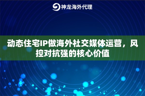 动态住宅IP做海外社交媒体运营，风控对抗强的核心价值