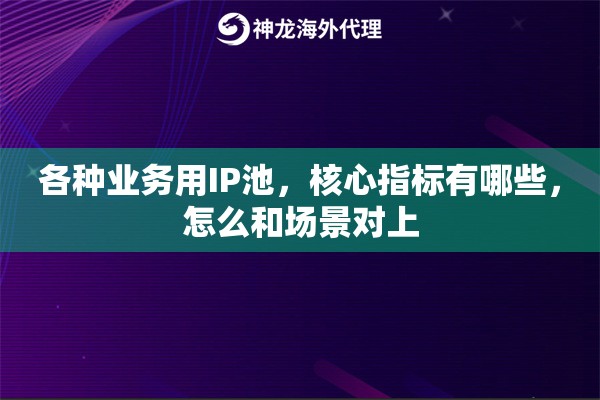 各种业务用IP池，核心指标有哪些，怎么和场景对上