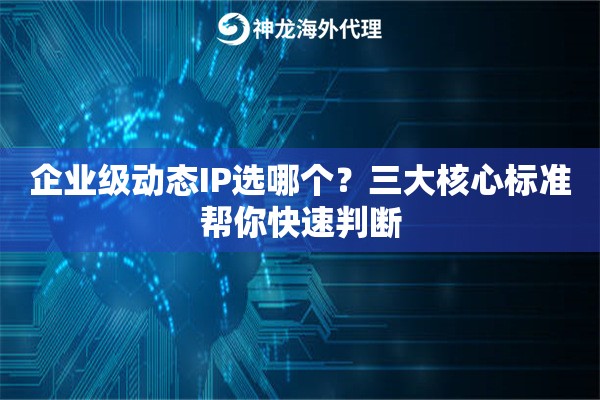企业级动态IP选哪个？三大核心标准帮你快速判断