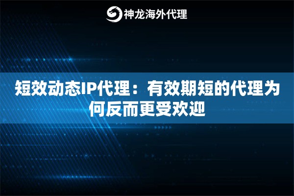 短效动态IP代理：有效期短的代理为何反而更受欢迎