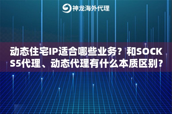 动态住宅IP适合哪些业务？和SOCKS5代理、动态代理有什么本质区别？