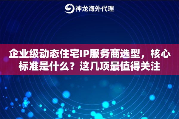 企业级动态住宅IP服务商选型，核心标准是什么？这几项最值得关注