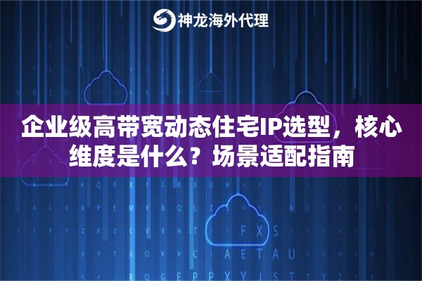企业级高带宽动态住宅IP选型，核心维度是什么？场景适配指南