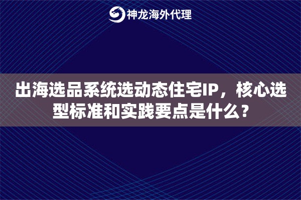 出海选品系统选动态住宅IP，核心选型标准和实践要点是什么？