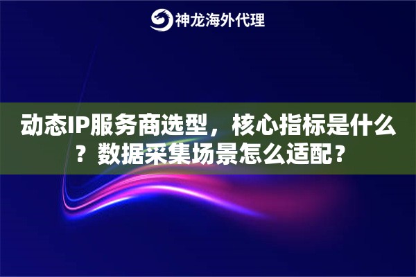 动态IP服务商选型，核心指标是什么？数据采集场景怎么适配？