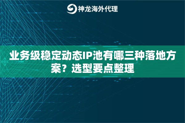 业务级稳定动态IP池有哪三种落地方案？选型要点整理