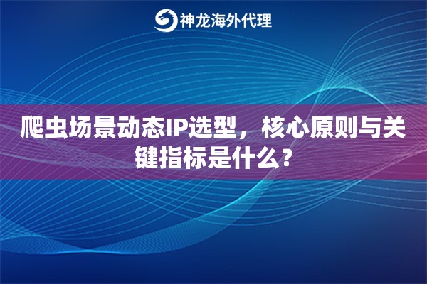 爬虫场景动态IP选型，核心原则与关键指标是什么？