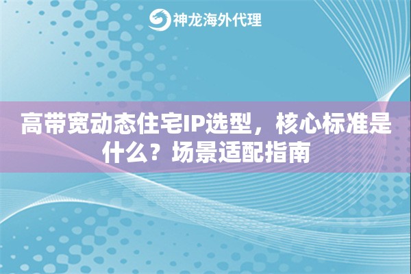 高带宽动态住宅IP选型，核心标准是什么？场景适配指南