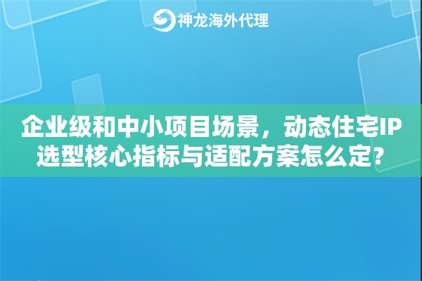 企业级和中小项目场景，动态住宅IP选型核心指标与适配方案怎么定？