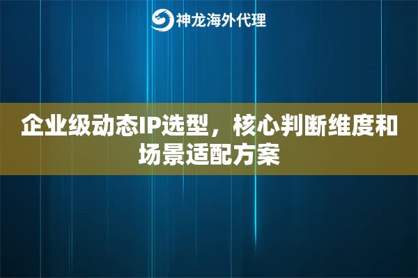 企业级动态IP选型，核心判断维度和场景适配方案