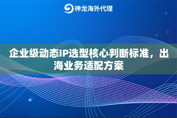企业级动态IP选型核心判断标准，出海业务适配方案