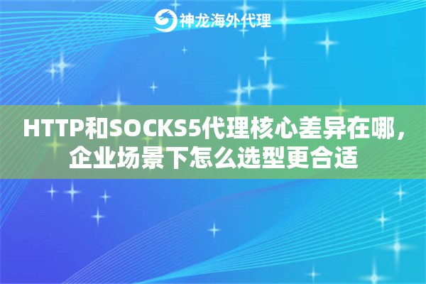 HTTP和SOCKS5代理核心差异在哪，企业场景下怎么选型更合适