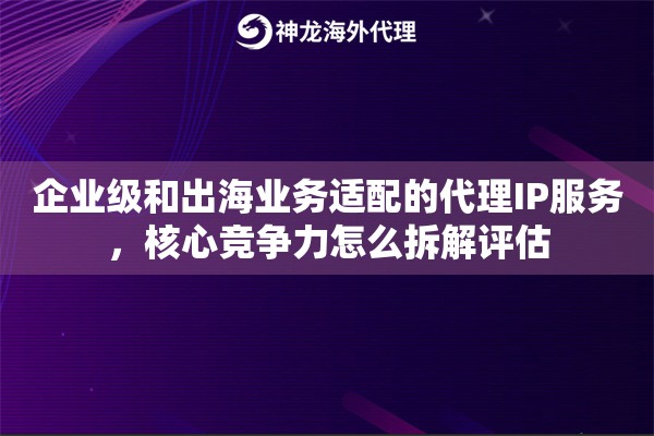 企业级和出海业务适配的代理IP服务，核心竞争力怎么拆解评估