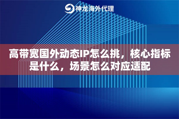 高带宽国外动态IP怎么挑，核心指标是什么，场景怎么对应适配