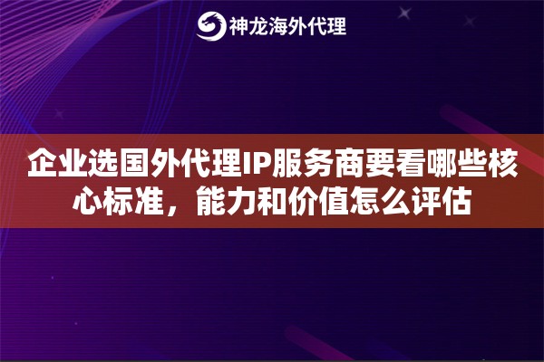 企业选国外代理IP服务商要看哪些核心标准，能力和价值怎么评估