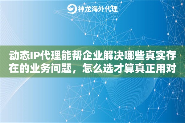 动态IP代理能帮企业解决哪些真实存在的业务问题，怎么选才算真正用对