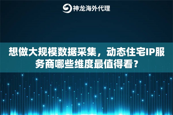 想做大规模数据采集，动态住宅IP服务商哪些维度最值得看？