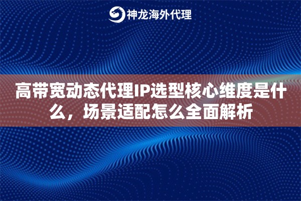 高带宽动态代理IP选型核心维度是什么,场景适配怎么全面解析 高带宽动态代理IP选型核心维度是什么,场景适配怎么全面解析