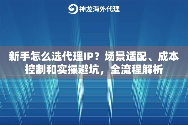 新手怎么选代理IP?场景适配、成本控制和实操避坑,全流程解析 新手怎么选代理IP?场景适配、成本控制和实操避坑,全流程解析