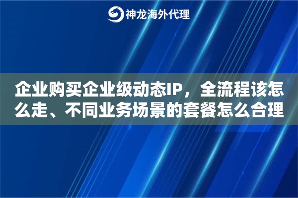 企业购买企业级动态IP，全流程该怎么走、不同业务场景的套餐怎么合理选择