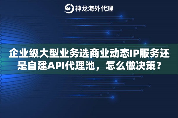 企业级大型业务选商业动态IP服务还是自建API代理池，怎么做决策？