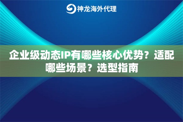 企业级动态IP有哪些核心优势？适配哪些场景？选型指南