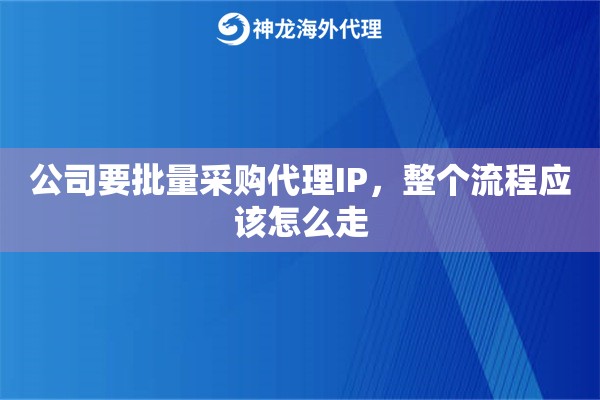 公司要批量采购代理IP，整个流程应该怎么走