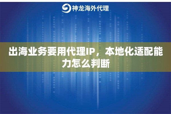出海业务要用代理IP，本地化适配能力怎么判断