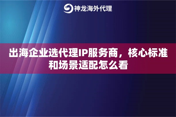 出海企业选代理IP服务商,核心标准和场景适配怎么看 出海企业选代理IP服务商,核心标准和场景适配怎么看