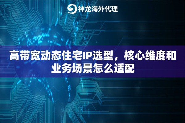 高带宽动态住宅IP选型，核心维度和业务场景怎么适配