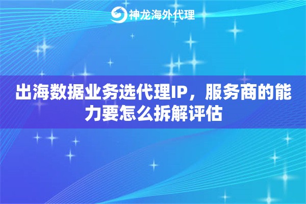 出海数据业务选代理IP，服务商的能力要怎么拆解评估