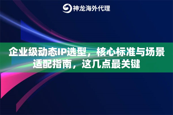 企业级动态IP选型，核心标准与场景适配指南，这几点最关键