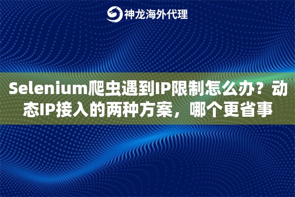 Selenium爬虫遇到IP限制怎么办？动态IP接入的两种方案，哪个更省事
