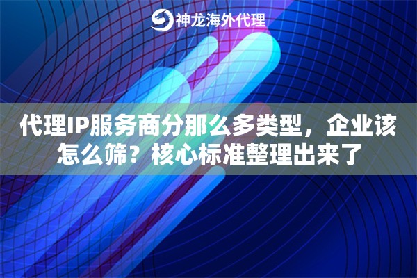 代理IP服务商分那么多类型，企业该怎么筛？核心标准整理出来了