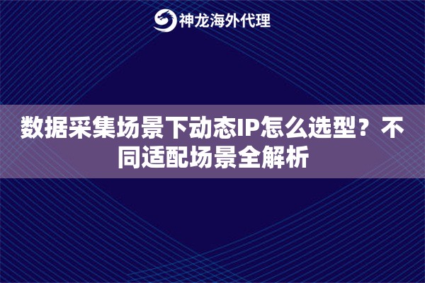 数据采集场景下动态IP怎么选型？不同适配场景全解析