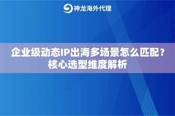 企业级动态IP出海多场景怎么匹配？核心选型维度解析