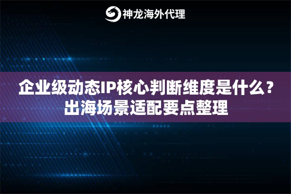 企业级动态IP核心判断维度是什么？出海场景适配要点整理